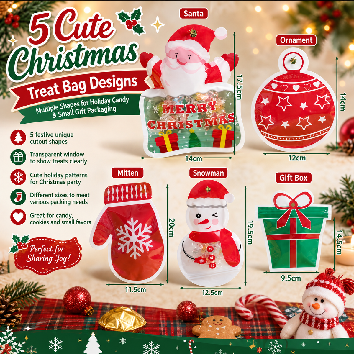 🎁Festive Self-Seal Treat Bags