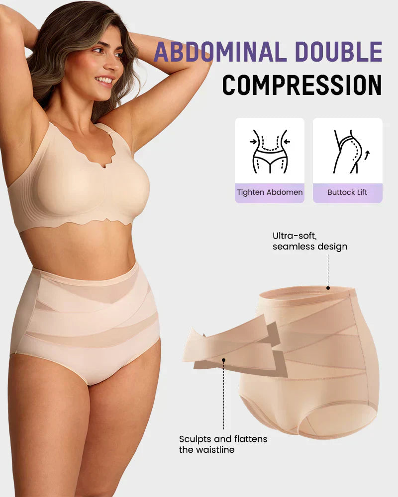 🔥Plus-Size High-Waist Cross Tummy Control Panties