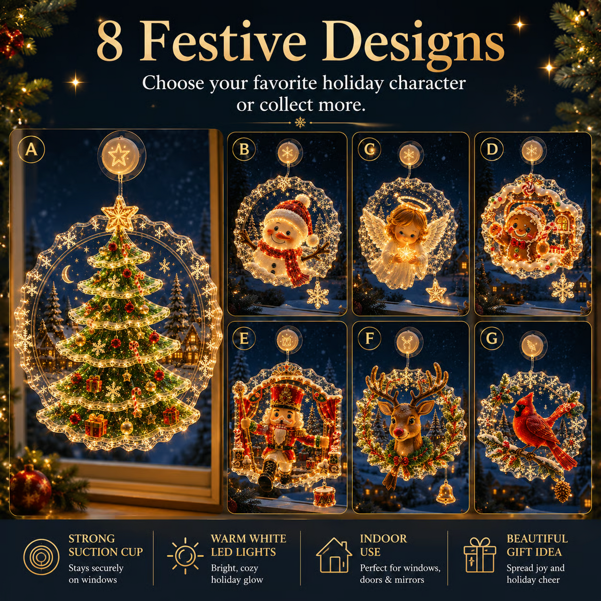 ⛄Lighted Christmas Window Decoration with Suction Cup