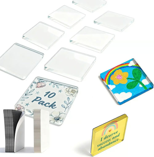 Acrylic DIY Square Fridge Magnets Set with Adhesive Backing