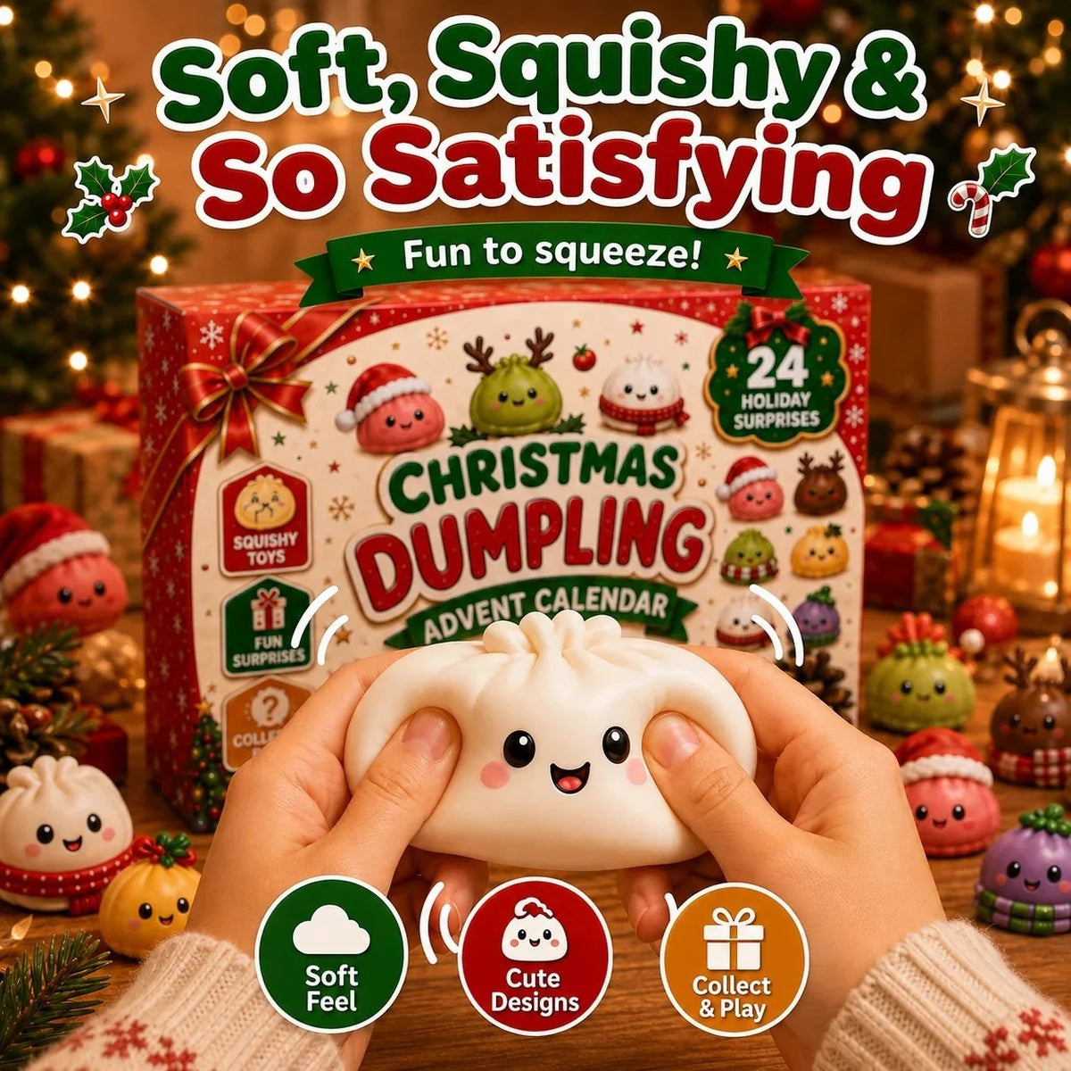 🎅2026 Christmas Squishy Advent Calendar - 24 Days Dumpling Squishies Toys