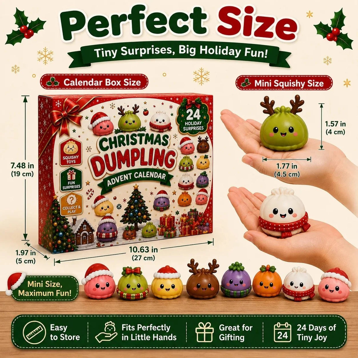 🎅2026 Christmas Squishy Advent Calendar - 24 Days Dumpling Squishies Toys