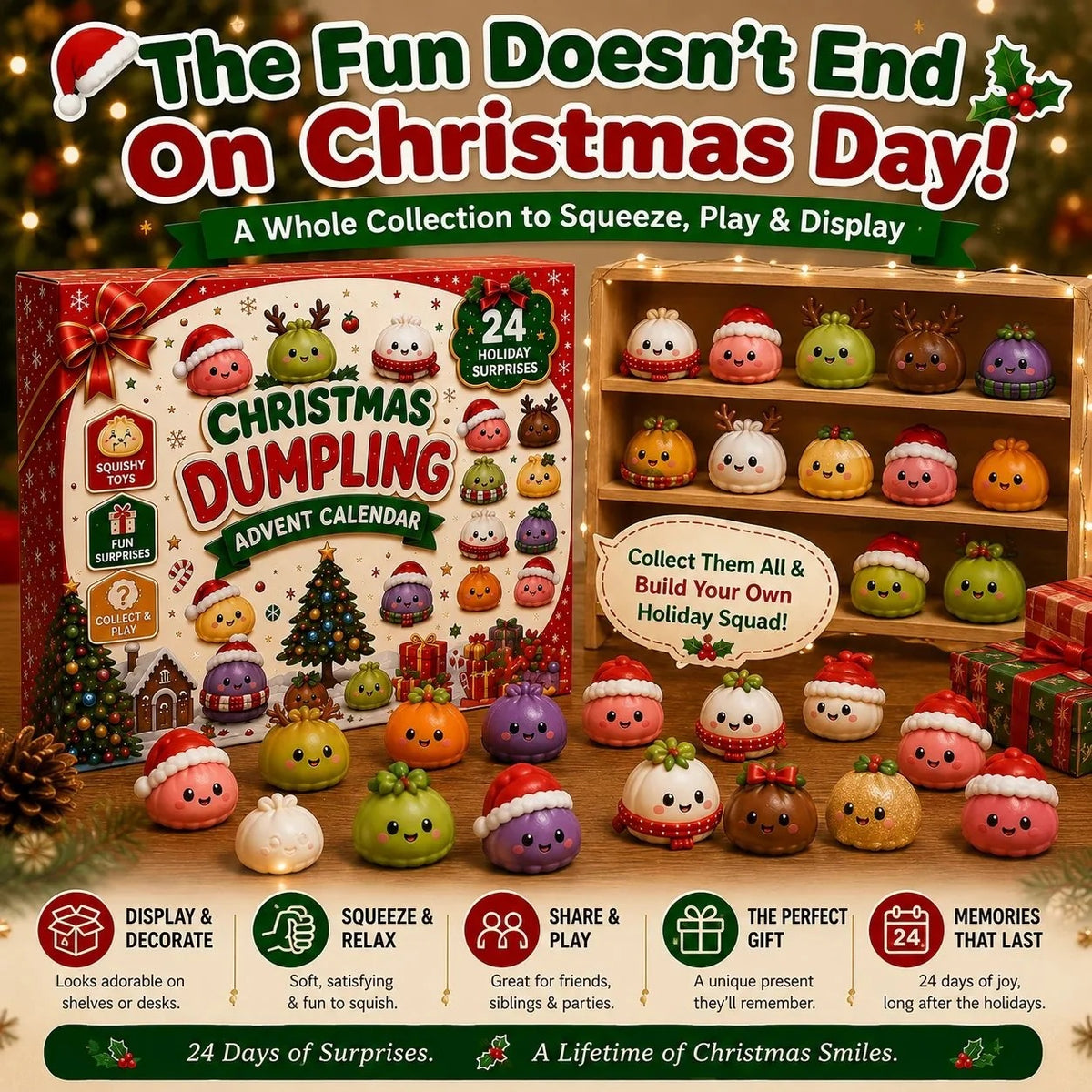 🎅2026 Christmas Squishy Advent Calendar - 24 Days Dumpling Squishies Toys