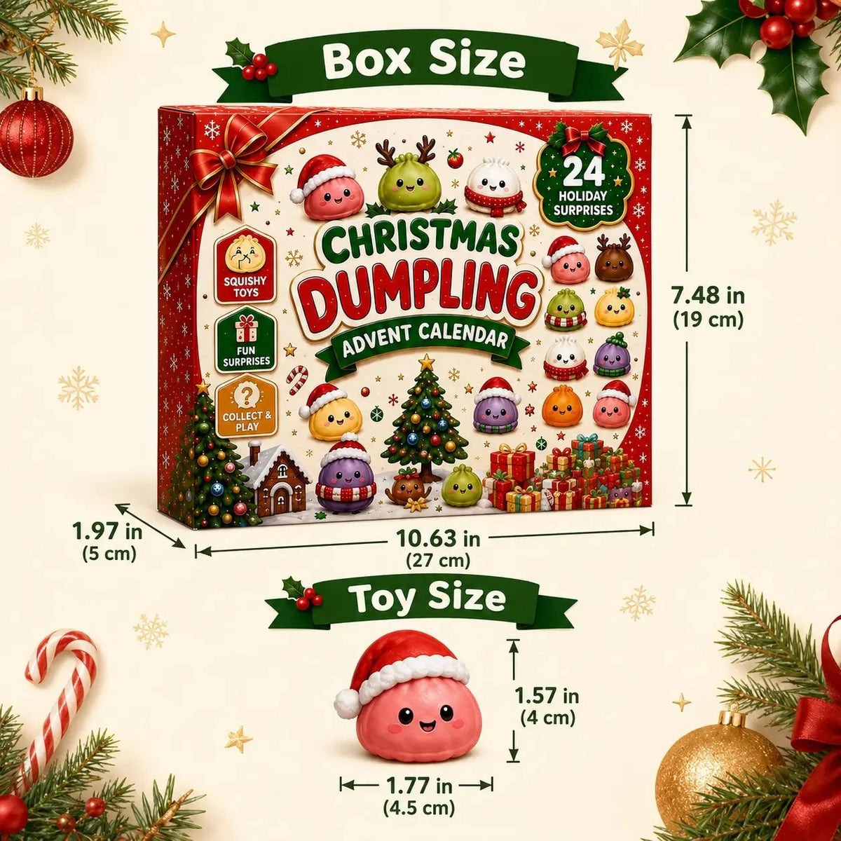 🎅2026 Christmas Squishy Advent Calendar - 24 Days Dumpling Squishies Toys