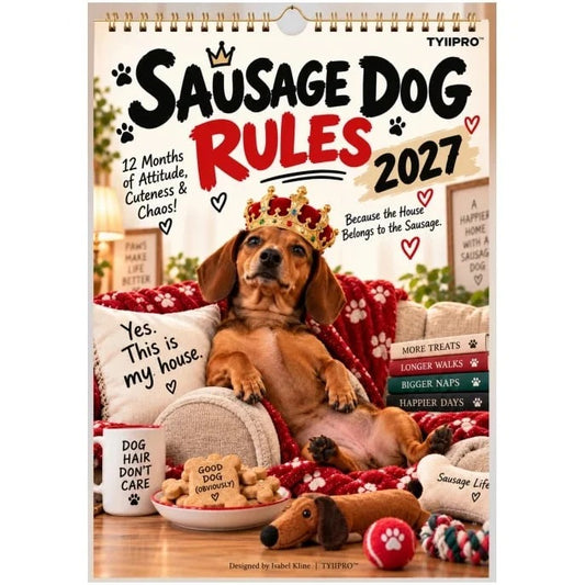 🐾2027 Funny Dachshund Wall Calendar – Sarcastic Sausage Dog Calendar