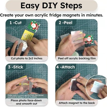 Acrylic DIY Square Fridge Magnets Set with Adhesive Backing