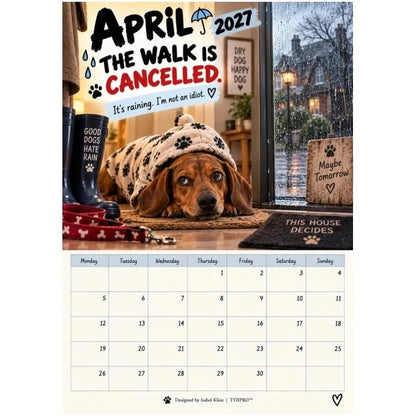🐾2027 Funny Dachshund Wall Calendar – Sarcastic Sausage Dog Calendar