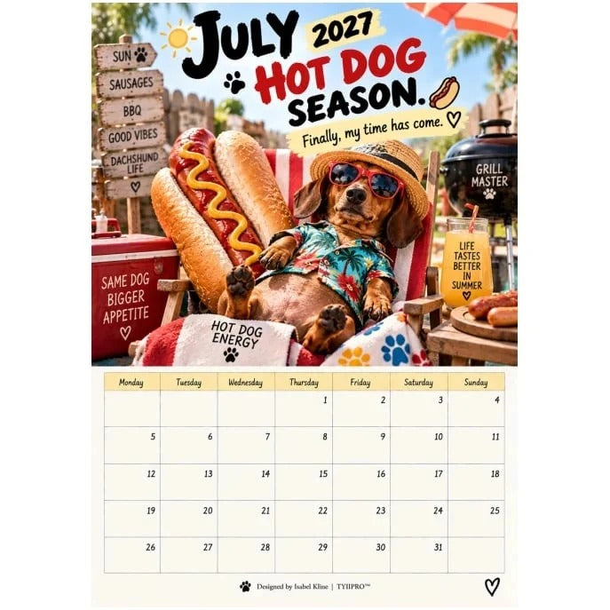 🐾2027 Funny Dachshund Wall Calendar – Sarcastic Sausage Dog Calendar