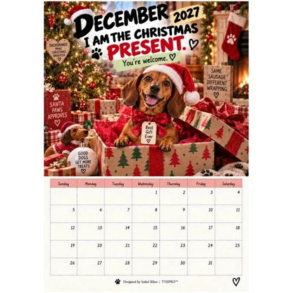 🐾2027 Funny Dachshund Wall Calendar – Sarcastic Sausage Dog Calendar