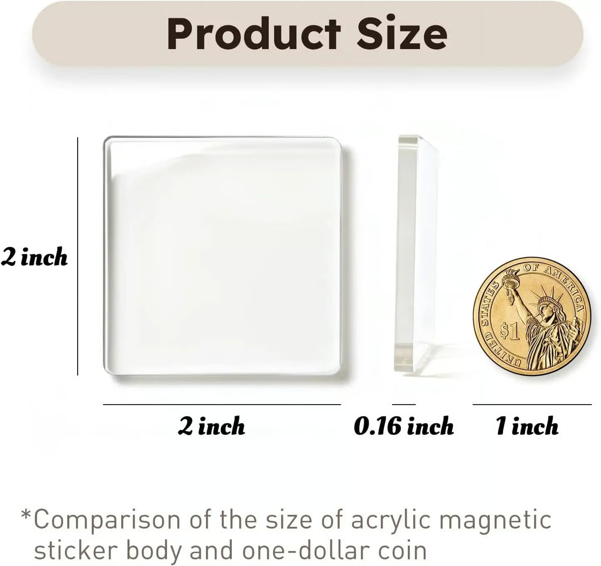 Acrylic DIY Square Fridge Magnets Set with Adhesive Backing