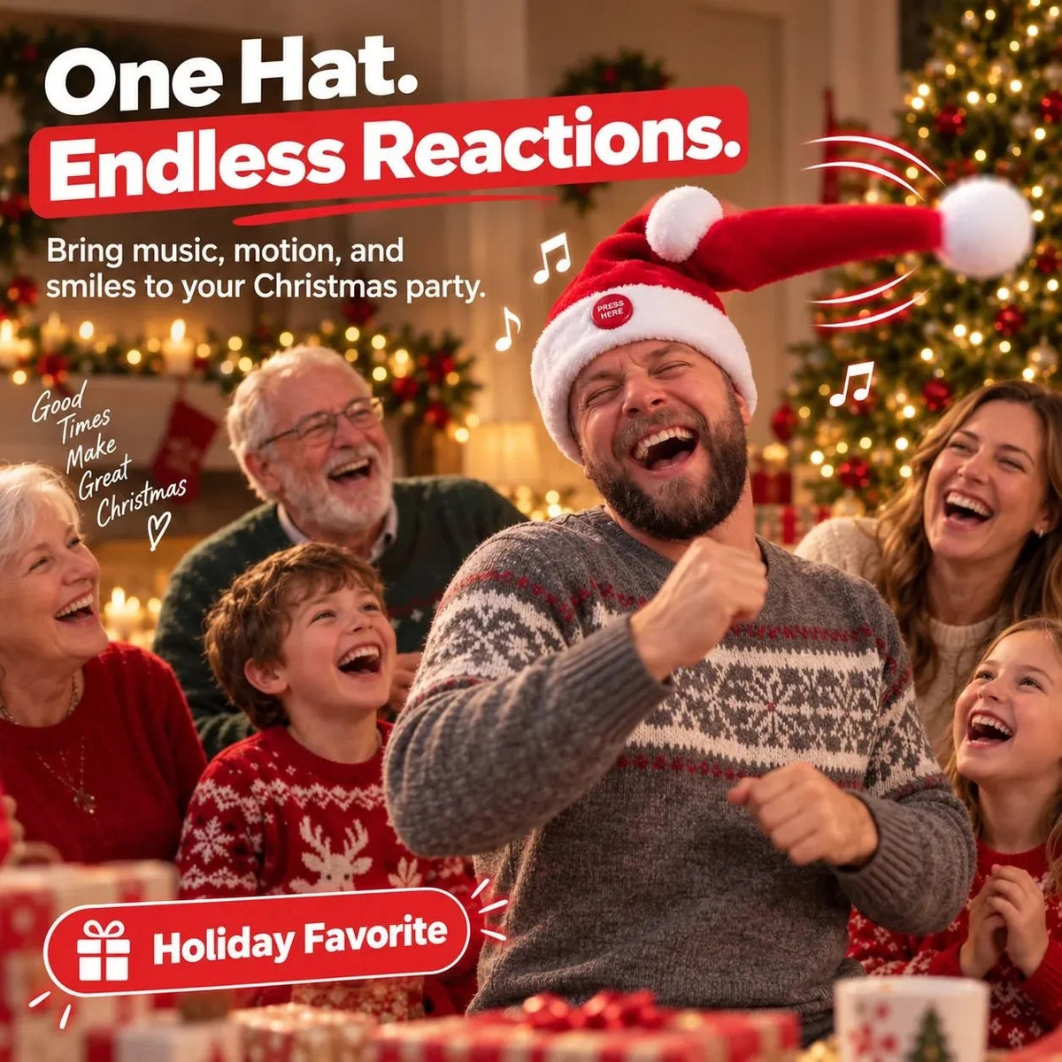 🤣 Singing & Dancing Santa Hat