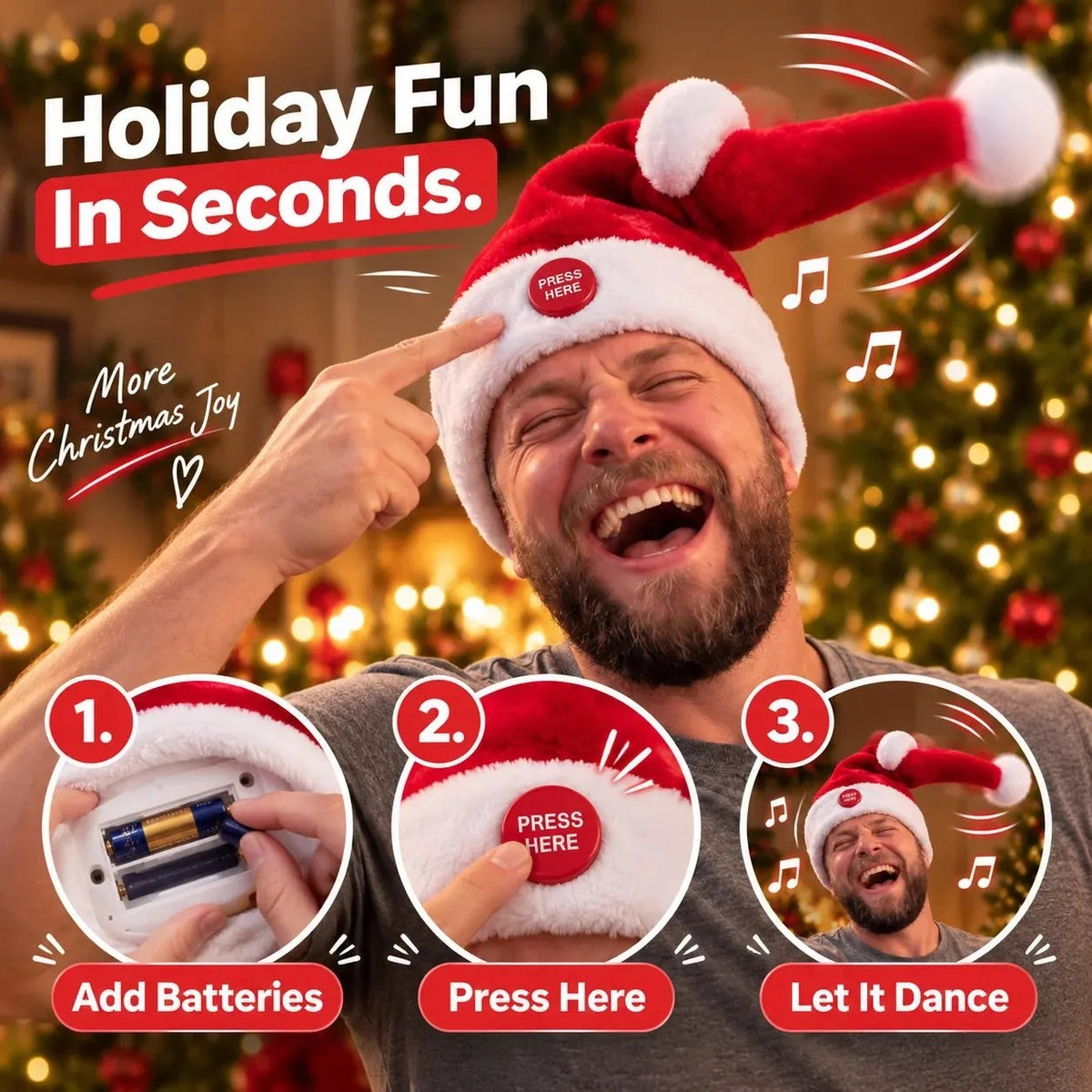 🤣 Singing & Dancing Santa Hat
