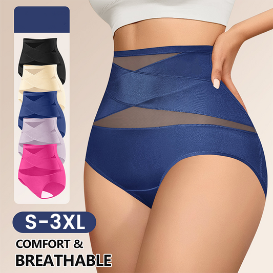 🔥Plus-Size High-Waist Cross Tummy Control Panties